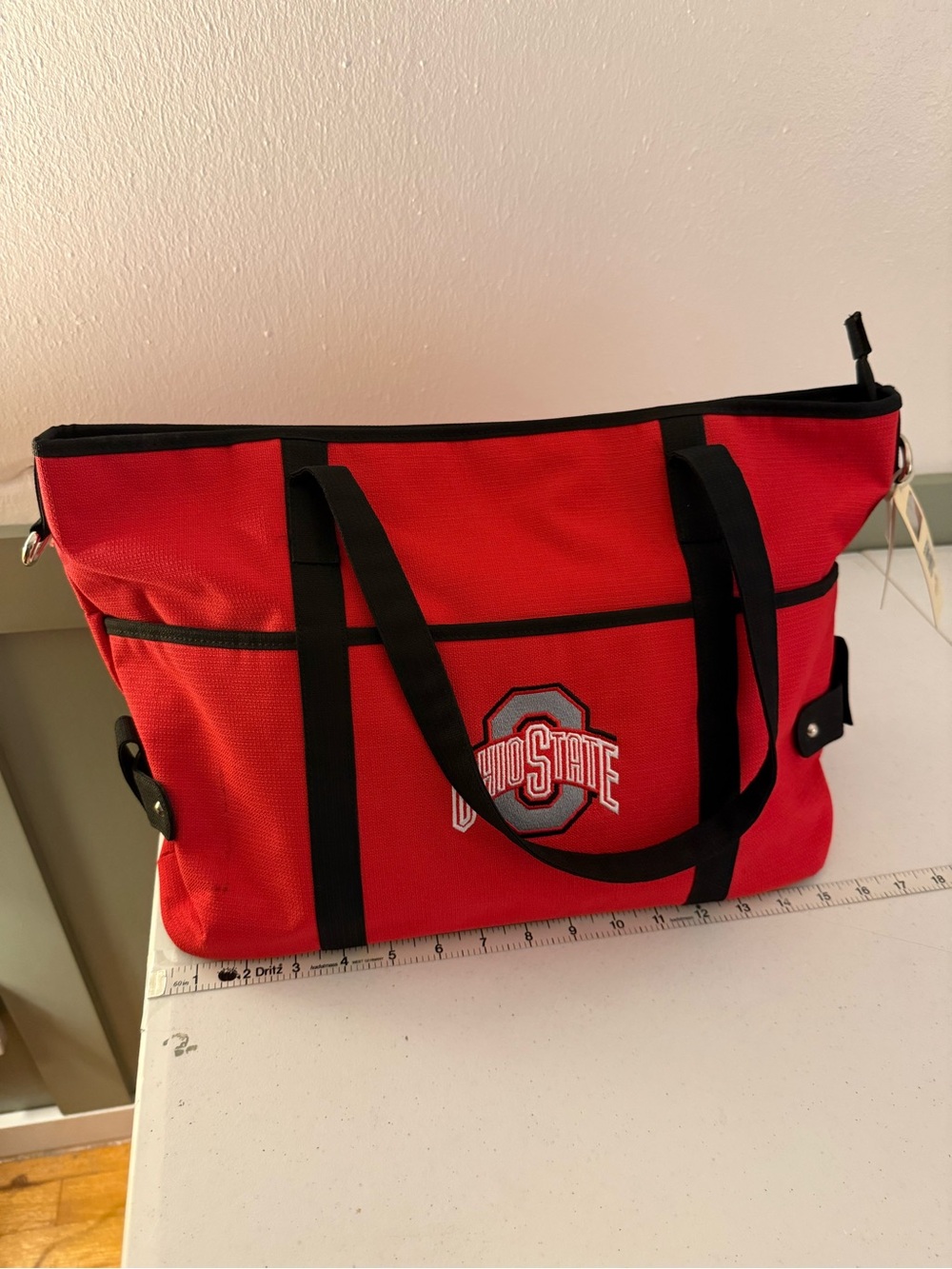 Ohio State Red Canvas Tote Bag with Black Trim